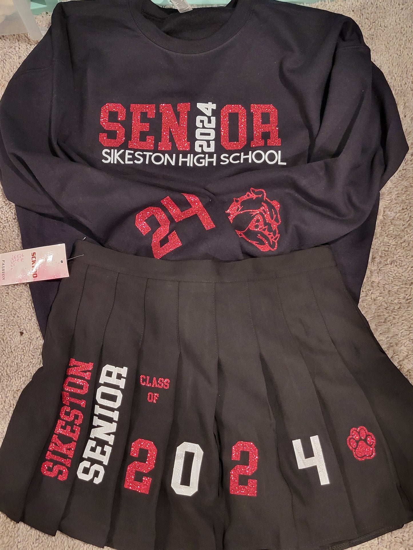 Senior Graduation Sweatshirt and Pleated Skirt