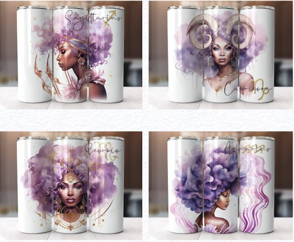 Black Woman Zodiac 20 oz tumbler